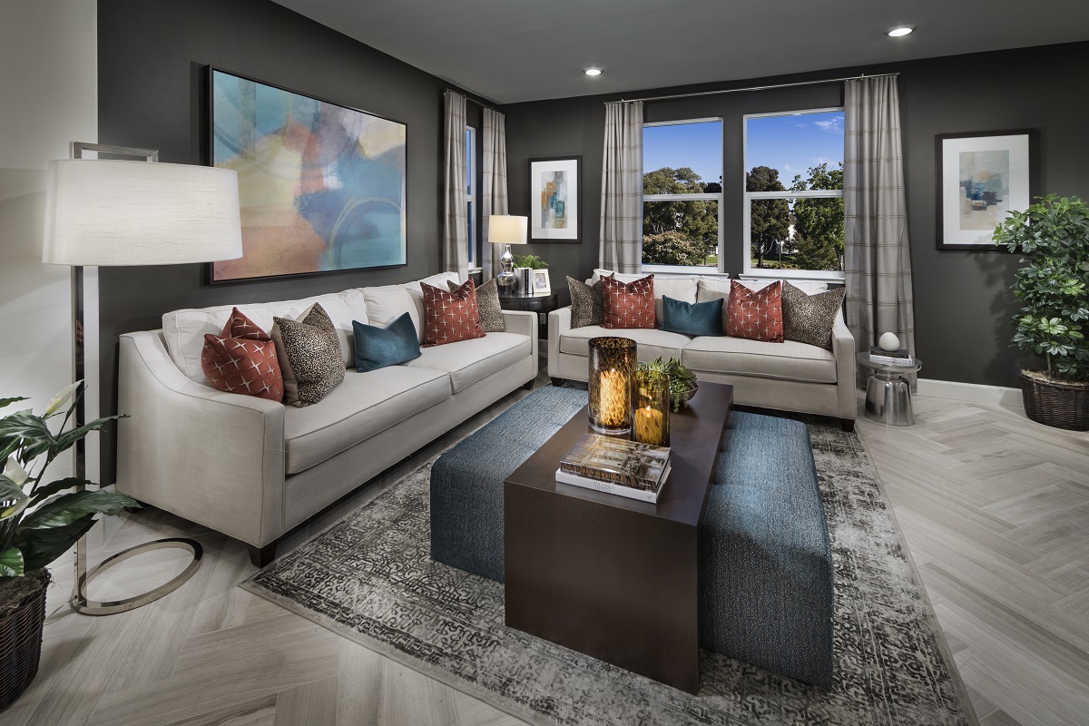 KB model home living room in Milpitas, CA