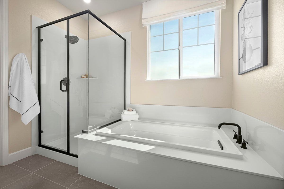 Tub and separate shower at primary bath 