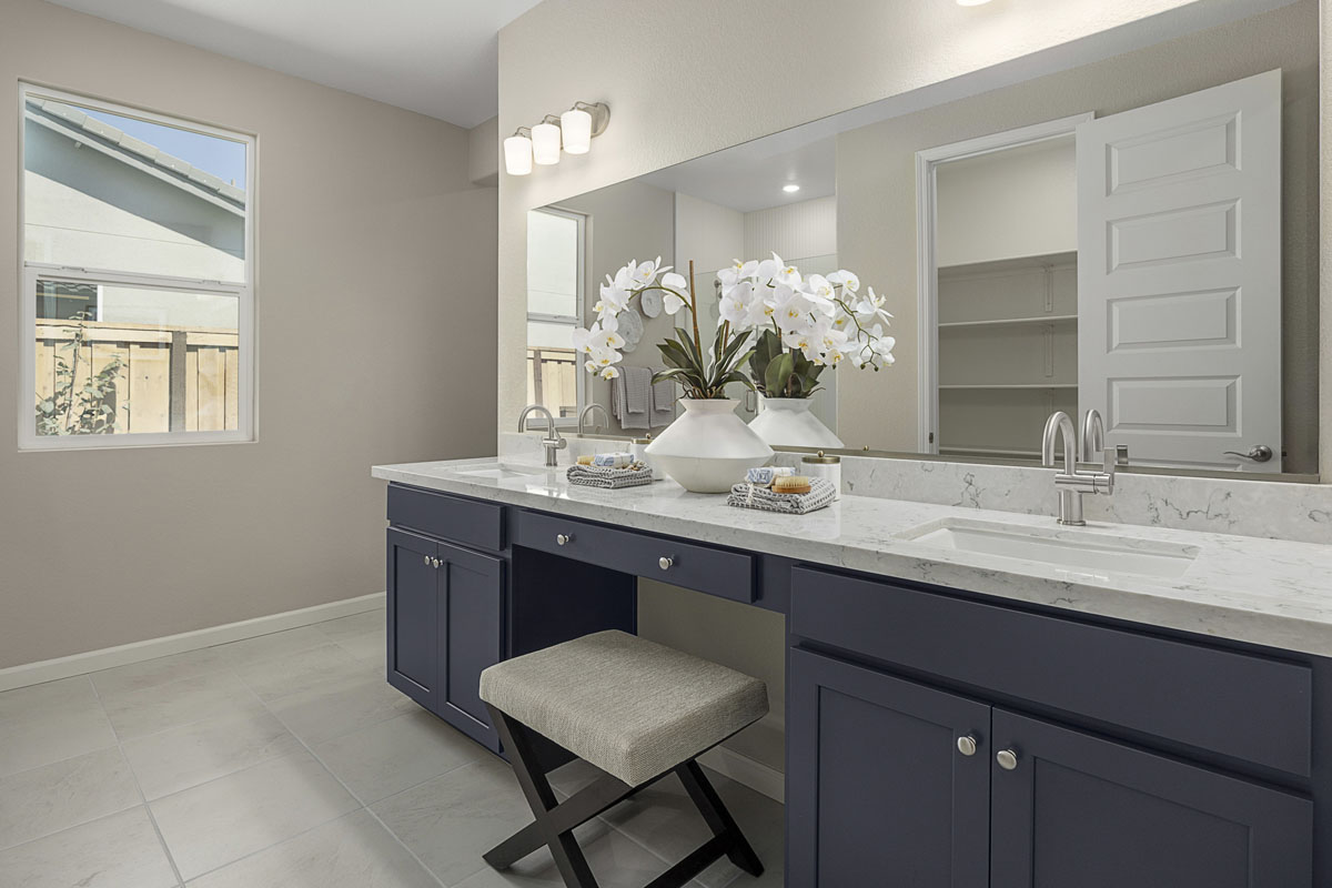 Dual-sink vanity at primary bath 