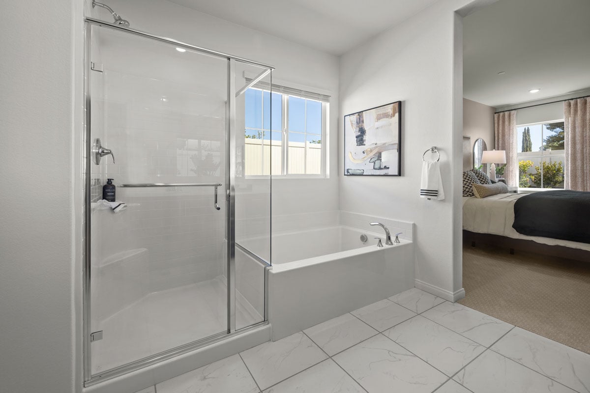 Optional tub and separate shower at primary bath