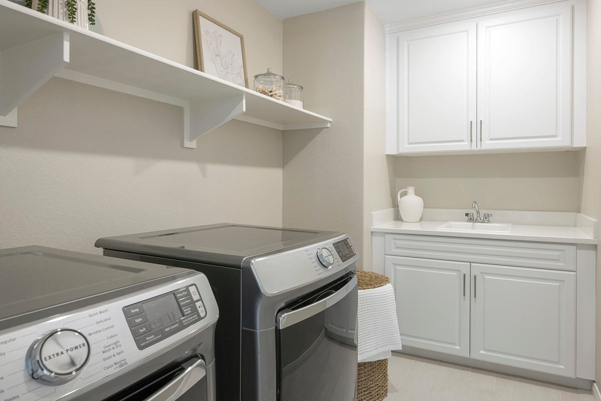 Optional laundry cabinets and sink