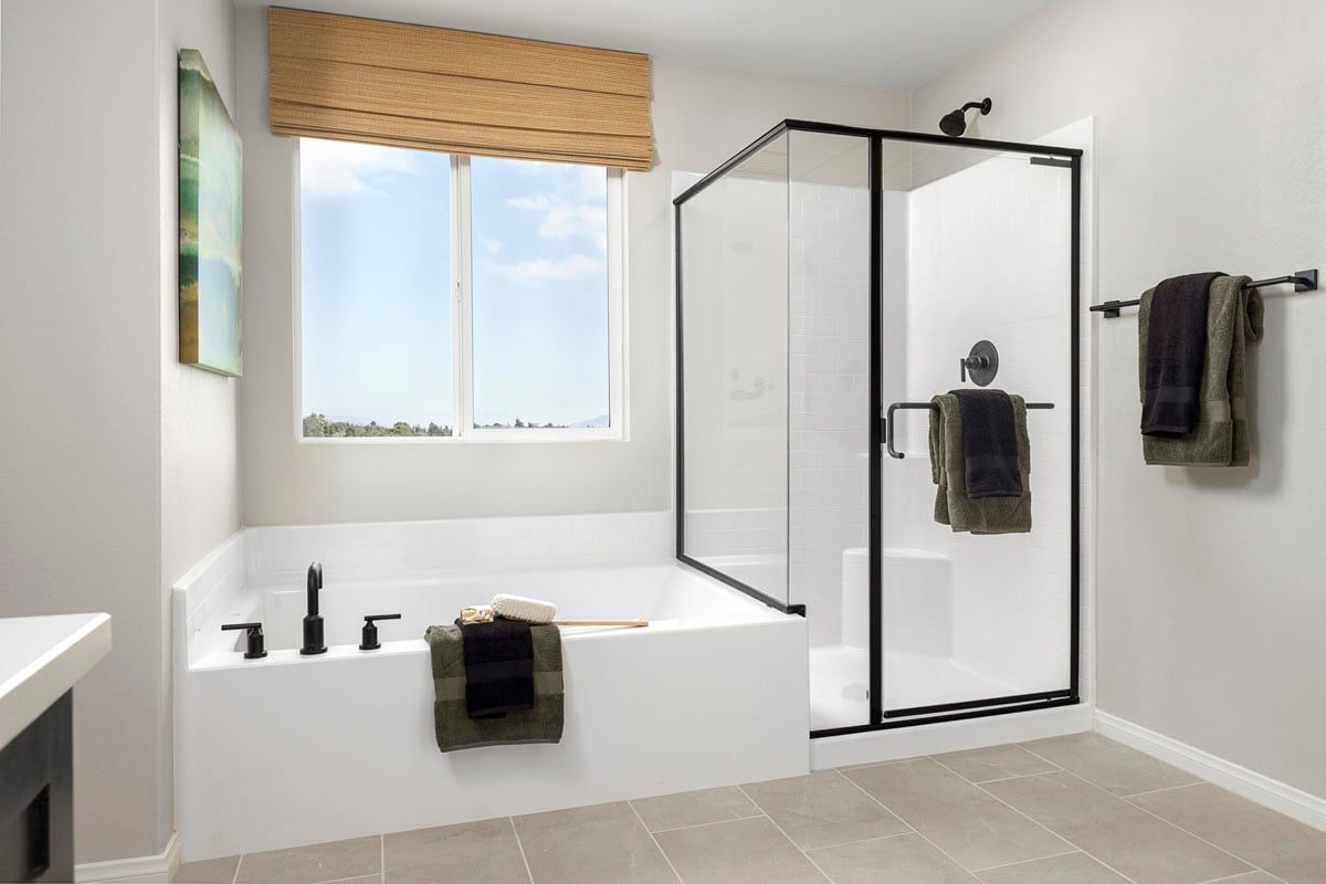 Optional tub and separate shower at primary bath