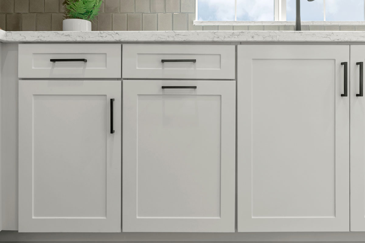 Optional Shaker-style thermofoil cabinets