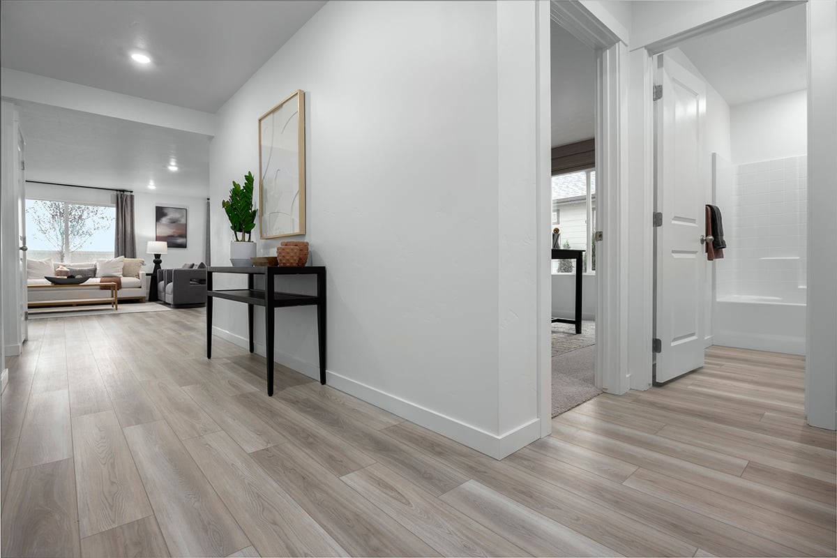 Luxury vinyl plank flooring at hallway