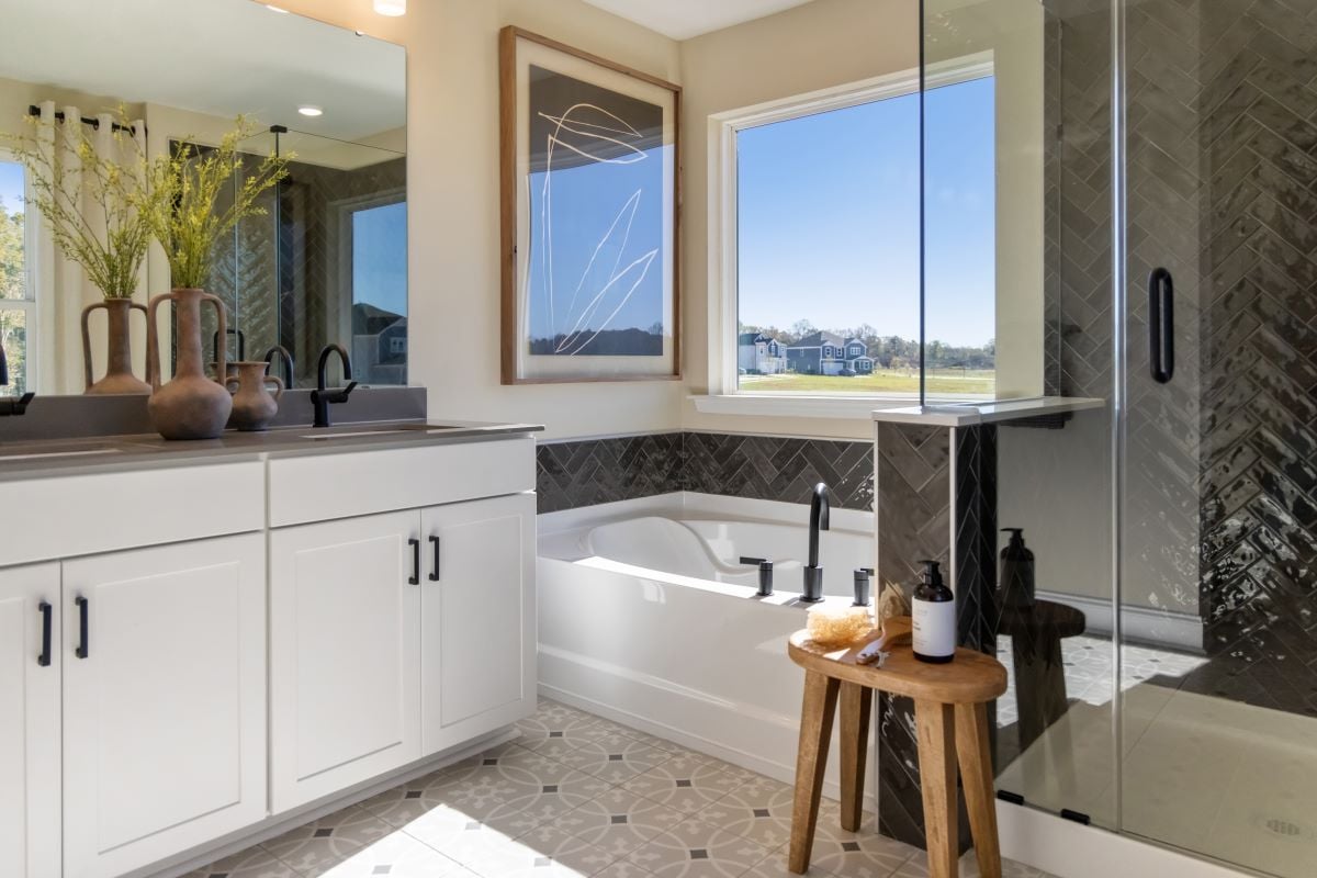 Tub and separate shower at primary bath