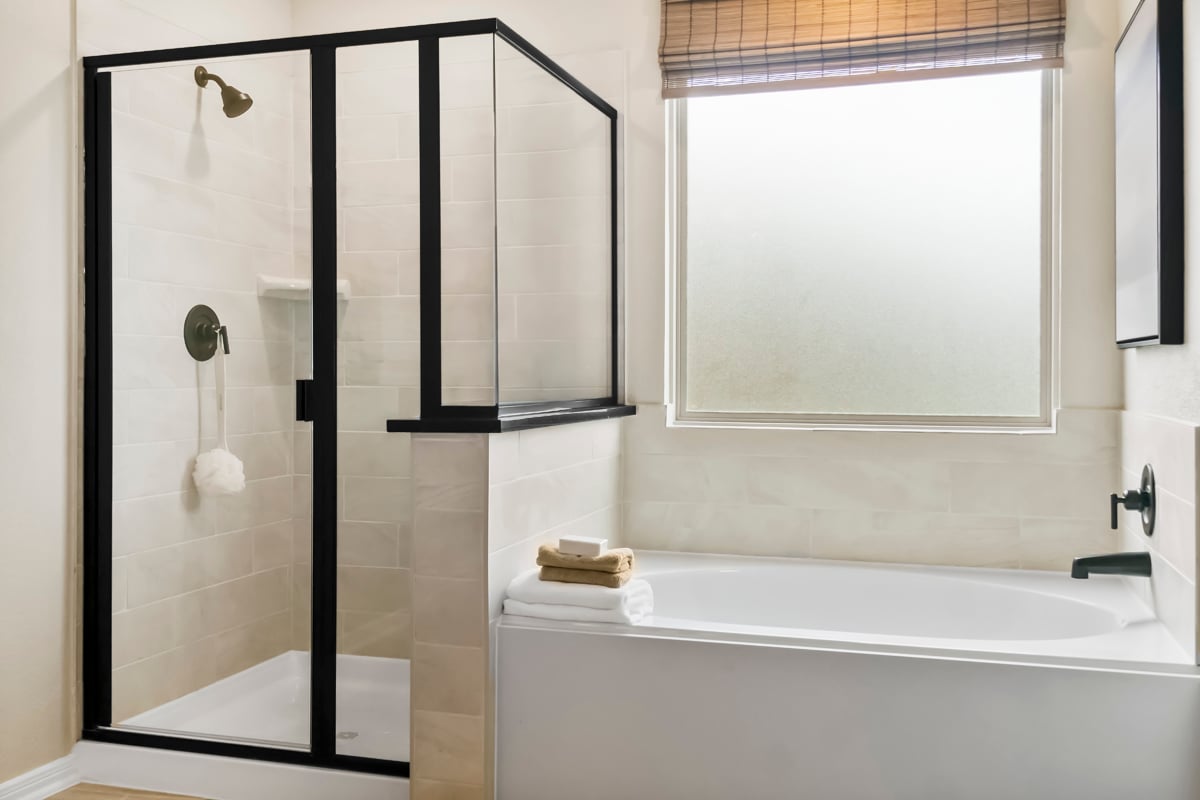 Optional tub and separate shower at primary bath