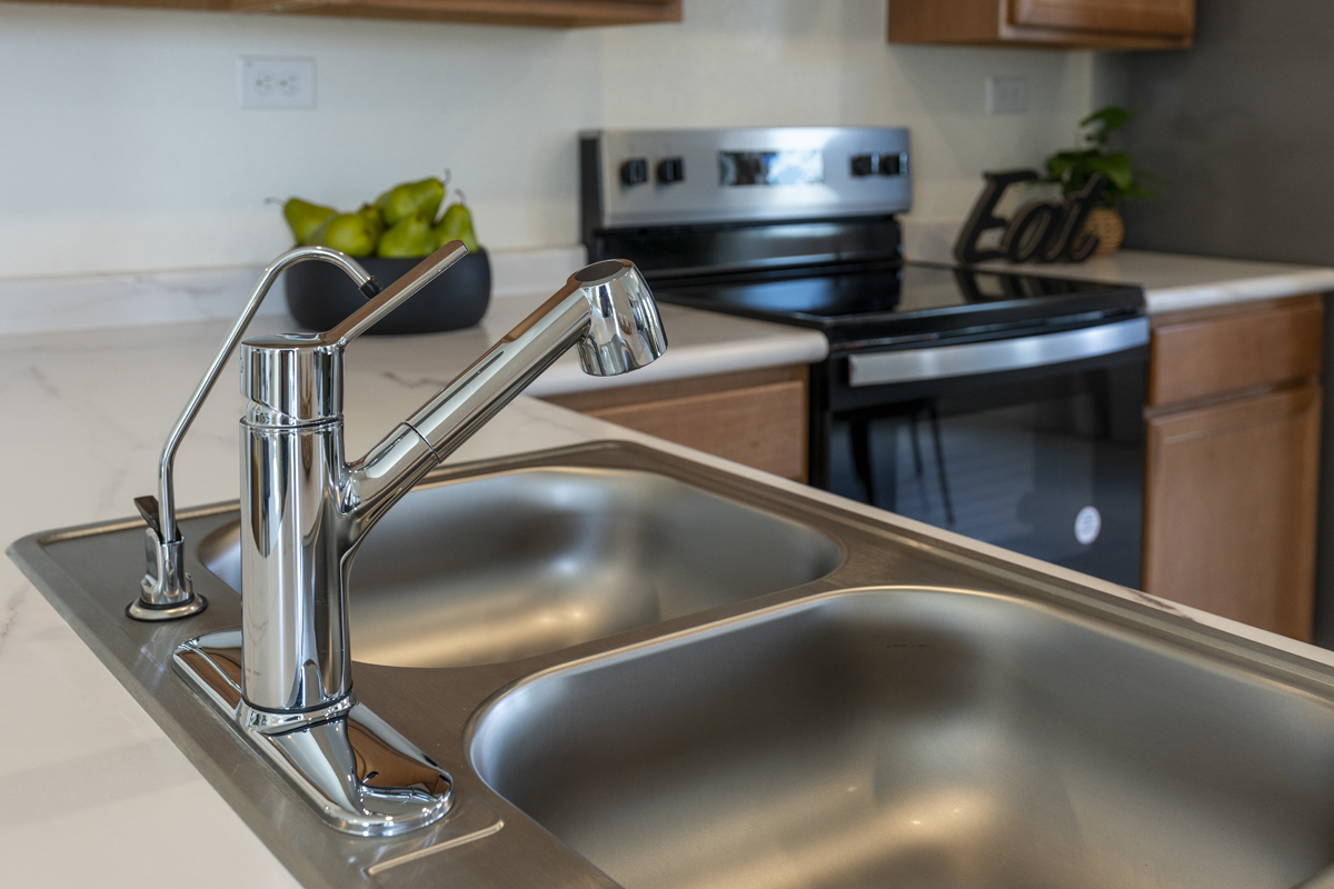 Dual-compartment stainless steel sink