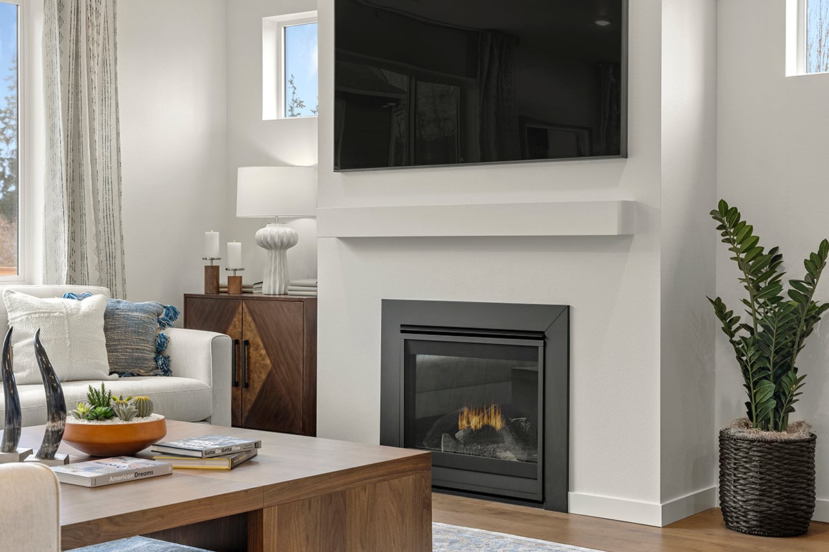 Gas fireplace at great room