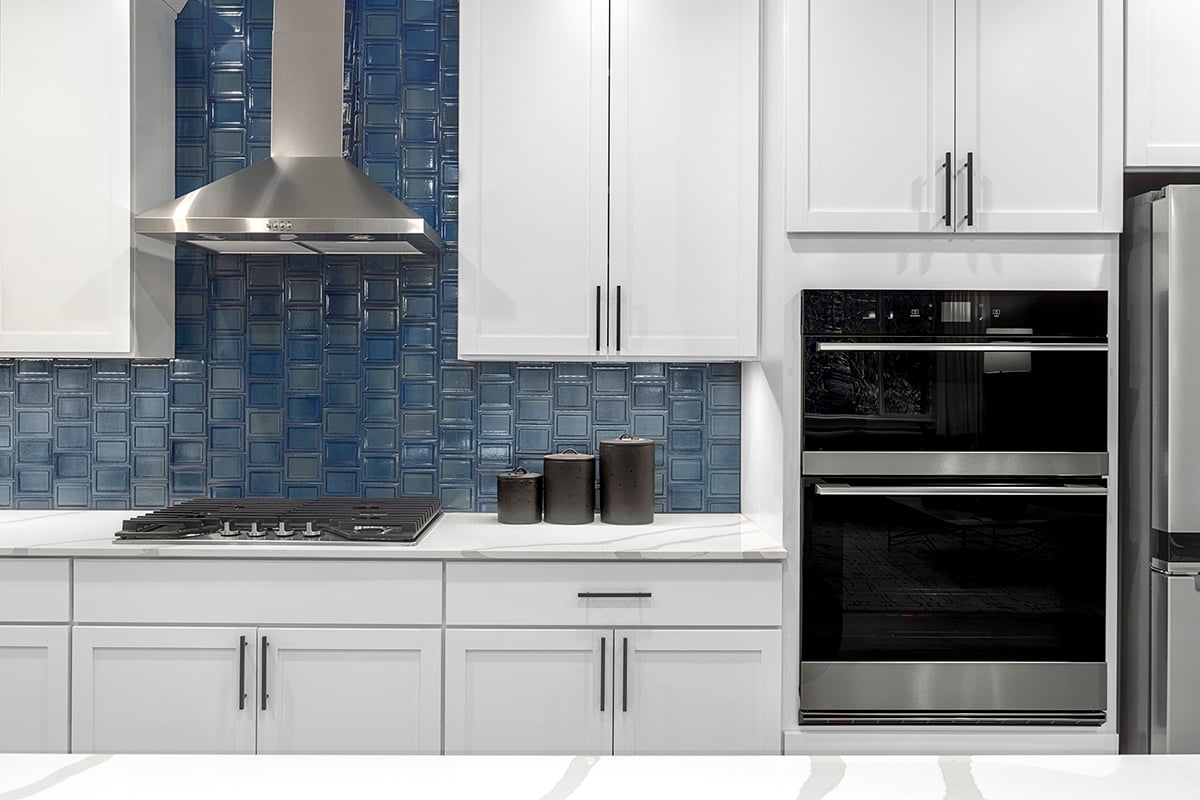 Full-height tile backsplash