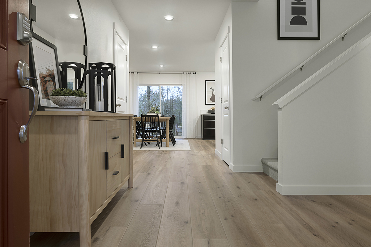 Luxury vinyl plank flooring at entry